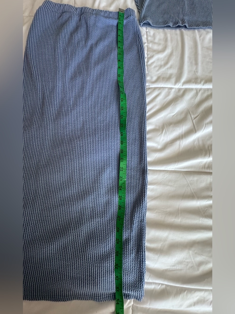Saints Blue Ribbed Knit Two Piece Set Cropped Tank & Midi Skirt. XL - Picture 8 of 12